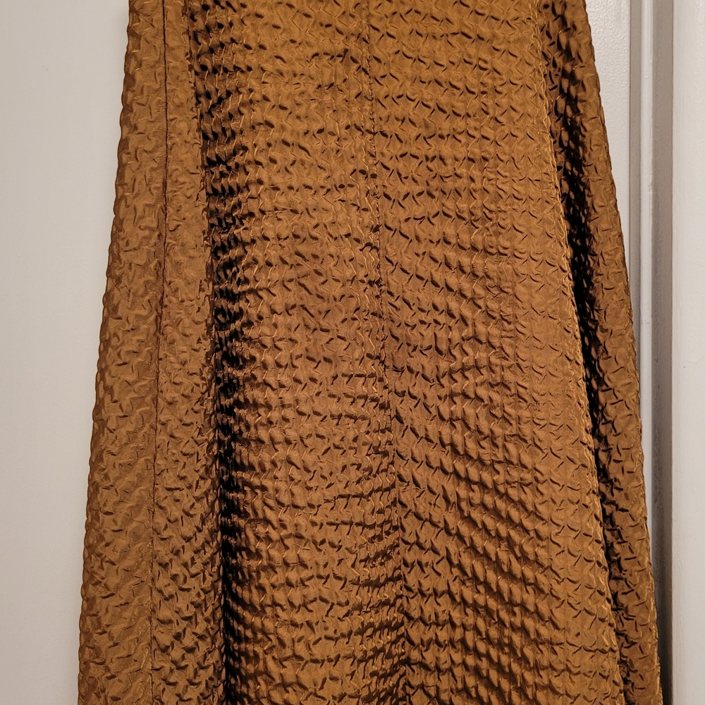 RIHOAS Coffee Brown Ruched A-Line Vintage Style Skirt